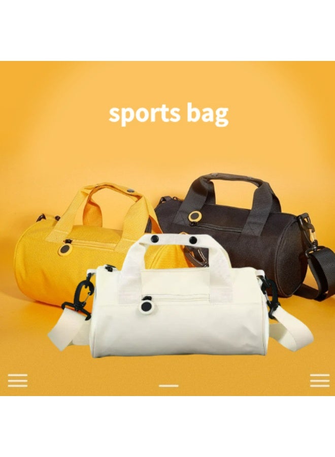 Fitness bag, waterproof, sports bag that can hold wet towels, travel bag suitable for both men and women, white color, size 18cm × 18cm × 33cm