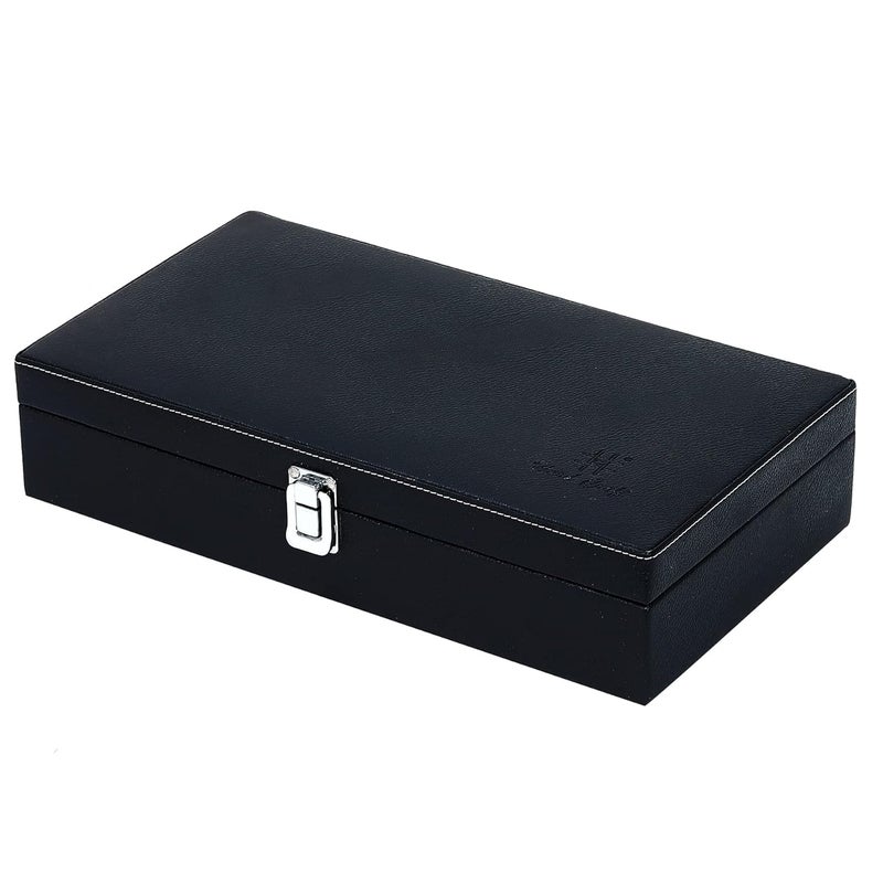 Hard Craft Watch Box Organizer Holder Jewelry Accessories Display Storage Case Watch Organiser Collection Box 12 Slots In PU Leather For Men Women (Black) - Image 3
