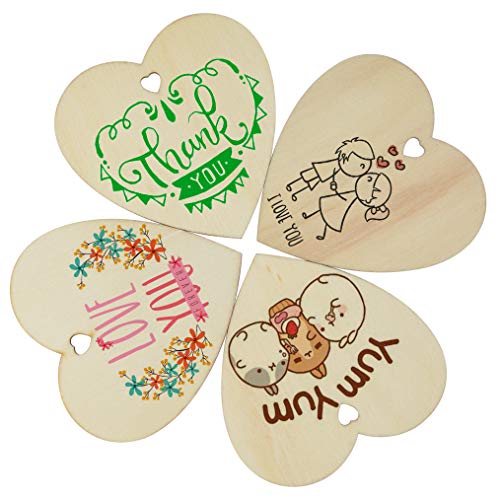 obmwang 50 Pieces 3 Inch Natural Heart Wood Slices, DIY Wooden Ornaments Unfinished Predrilled Heart Embellishments with Twine for Wedding, Thanksgiving, Christmas - Image 4