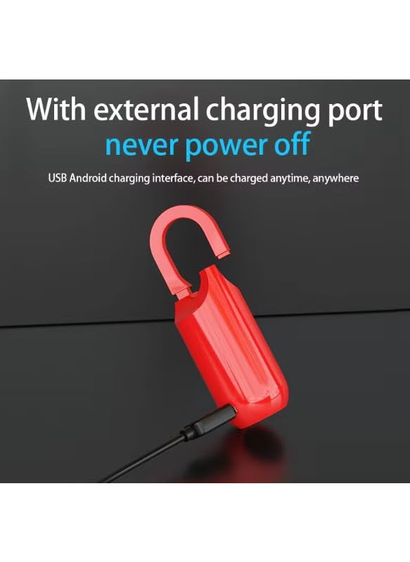 Smart Lock Fingerprint Padlock Waterproof Keyless AntiTheft Red  - Image 5