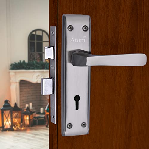 Atom Heavy Duty Mortise Door Lock for Bedroom, Living Room, Main Door, Black Silver Finish | 3 Keys | 6 Lever Double Stage Lockset for House Hotel Office(1002KY) - Image 1