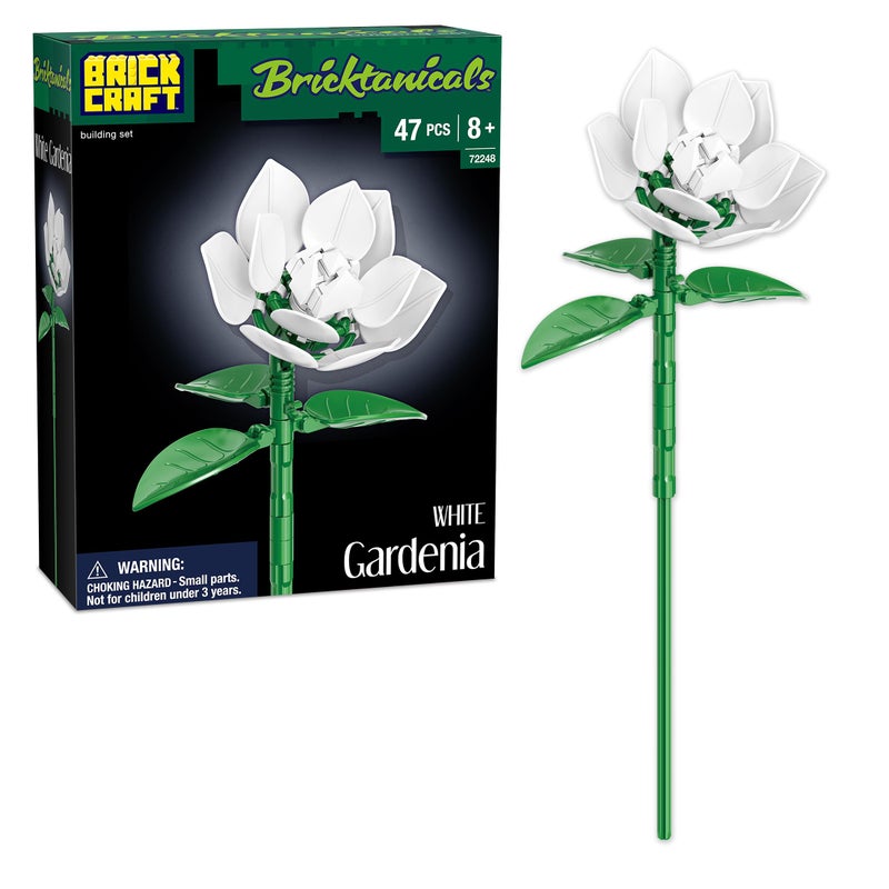 Brickcraft Botanicals White Gardenia Flower Building Bricks Set Compatible Building Blocks Kit for Adults Kids DIY Botanical Collection Home Decor Display Model Creative STEM Gift Ages 8 - Image 3