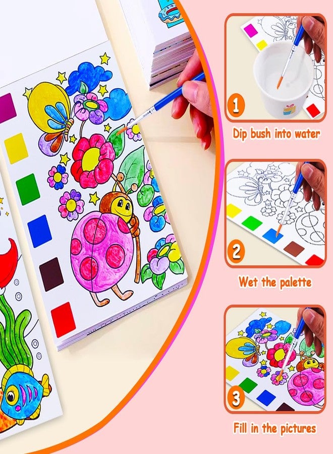 JUNQIU US JUNQIU Paint with Water Books for Kids, Watercolor Painting Coloring Books for Toddlers, Magic Paint Set for Kids, Art Craft Kits for Girls Boys Drawing with Brush(4Pack) - Image 2