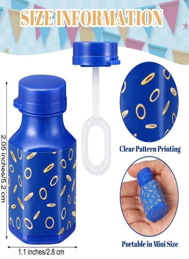 Vertintong 48 Pcs Blue and Gold Rings Bubble Bottles Bulk, Mini Bubbles Party Favors for Kids Adult Birthday Gifts Prizes Supplies Carnival Cartoon Theme Party Favors Supplies - Image 2