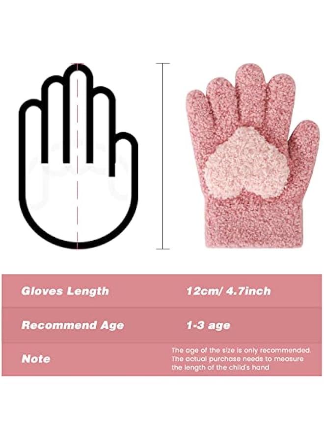 Generic Children's Warm Winter Gloves, 3 Pairs Knitted Gloves Magic Magic Full Finger Mittens Fleece Coral Ski Gloves for Children, Girls, Boys, 1 2 3 Years - Image 2