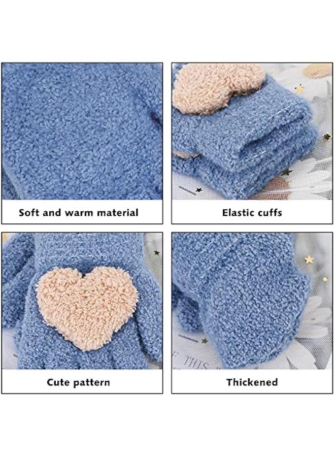 Generic Children's Warm Winter Gloves, 3 Pairs Knitted Gloves Magic Magic Full Finger Mittens Fleece Coral Ski Gloves for Children, Girls, Boys, 1 2 3 Years - Image 3