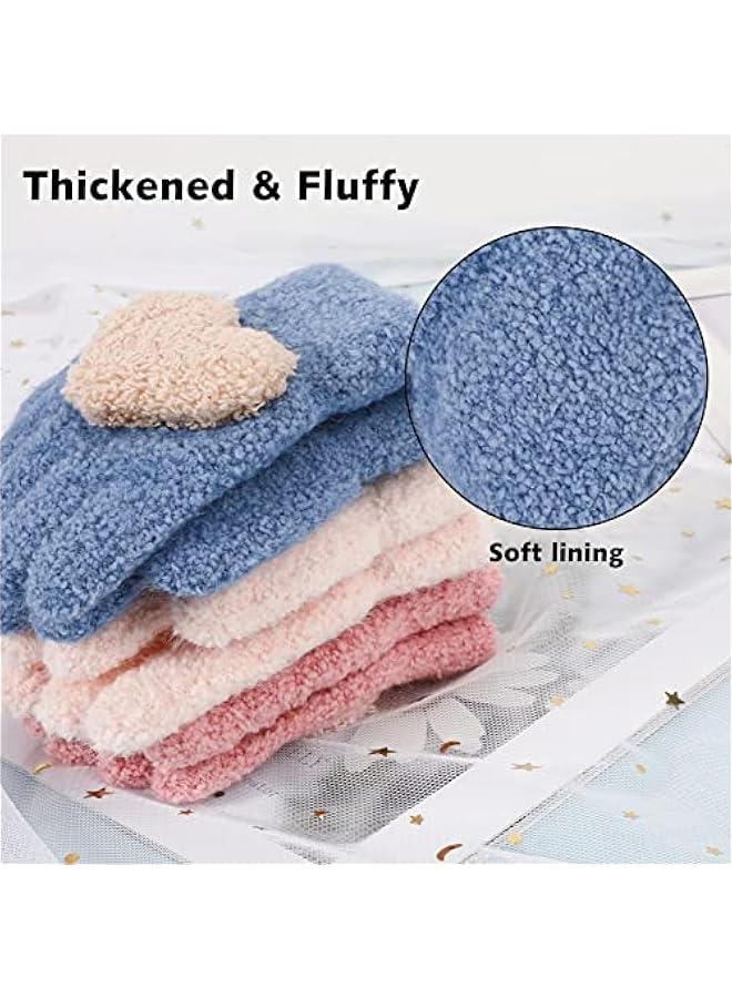 Generic Children's Warm Winter Gloves, 3 Pairs Knitted Gloves Magic Magic Full Finger Mittens Fleece Coral Ski Gloves for Children, Girls, Boys, 1 2 3 Years - Image 4