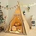 TreeBud Teepee Tent with Padded Mat Bunting Banner Fairy Lights Print Gingham Kids Play Tent with Carry Bay for Indoor and Outdoor Play House Toys for Toddler Boys and Girls - Image 3