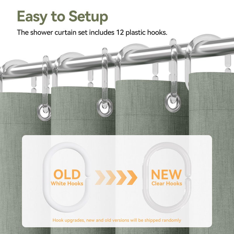 AmazerBath Boho Shower Curtains for Bathroom  Farmhouse Shower Curtain with Tassels  Sage Green Shower Curtain Set  Faux Linen Fabric Shower Curtain with 12 Hooks  Hotel Quality  72x72 Inches - Image 5