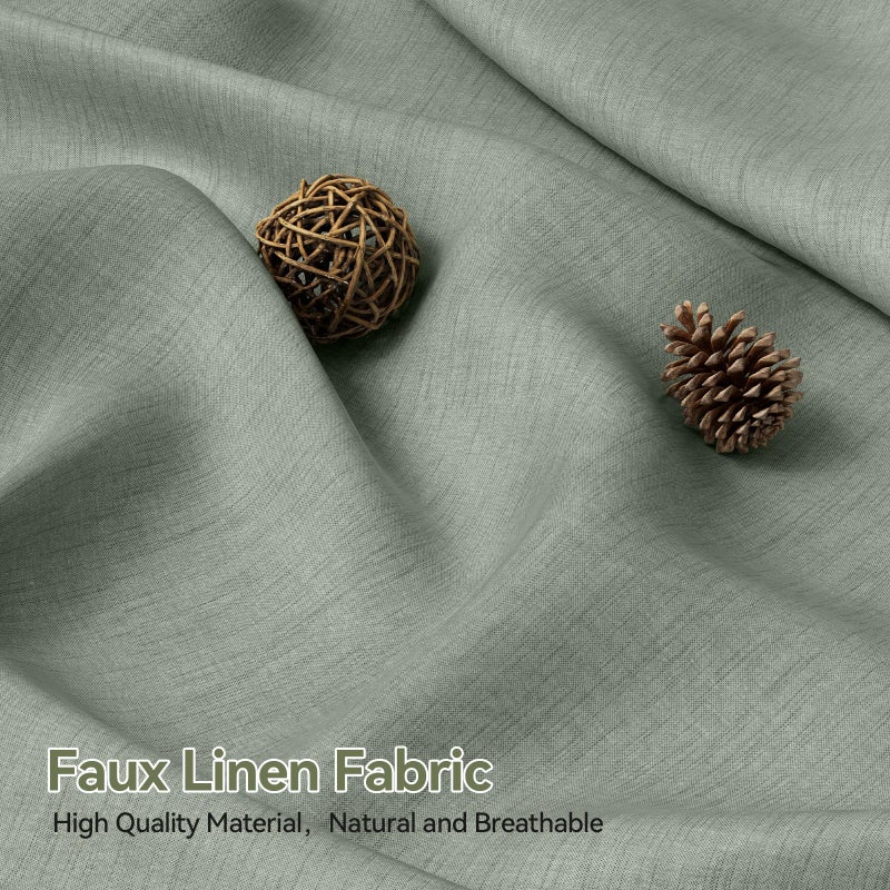 AmazerBath Boho Shower Curtains for Bathroom  Farmhouse Shower Curtain with Tassels  Sage Green Shower Curtain Set  Faux Linen Fabric Shower Curtain with 12 Hooks  Hotel Quality  72x72 Inches - Image 2