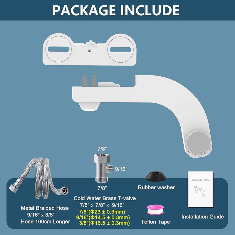 Gallop Left Hand Bidet, Ultra-Slim Left Handed Bidet Attachment for Toilet,Adjustable Water Pressure,Retractable Dual Nozzles for Frontal & Rear Wash - Chrome Knob - Image 5