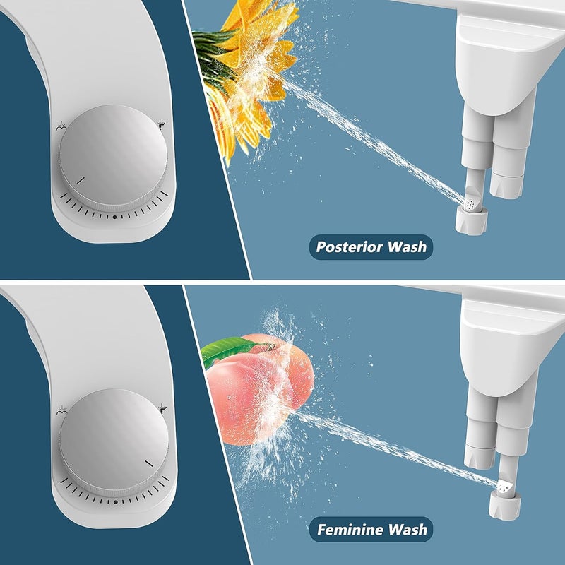 Gallop Left Hand Bidet, Ultra-Slim Left Handed Bidet Attachment for Toilet,Adjustable Water Pressure,Retractable Dual Nozzles for Frontal & Rear Wash - Chrome Knob - Image 2