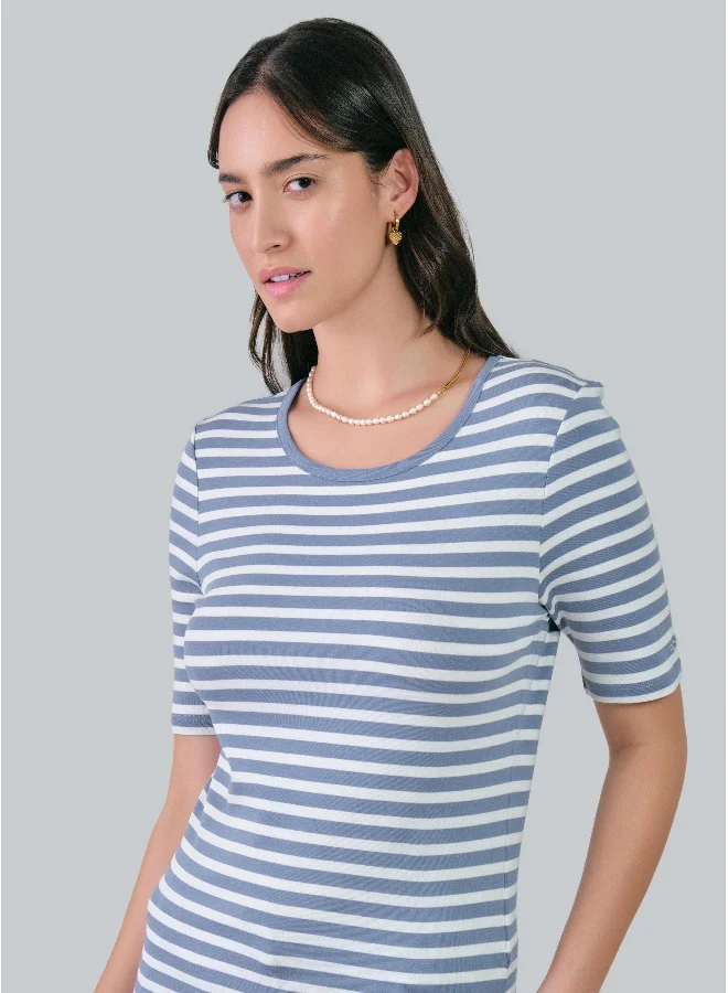 غانت Slim Striped 1X1 Ribbed T-Shirt