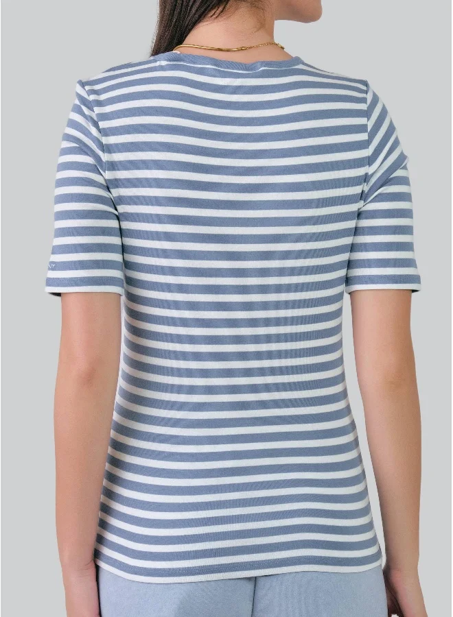 غانت Slim Striped 1X1 Ribbed T-Shirt