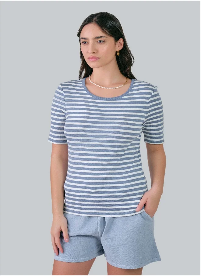 غانت Slim Striped 1X1 Ribbed T-Shirt