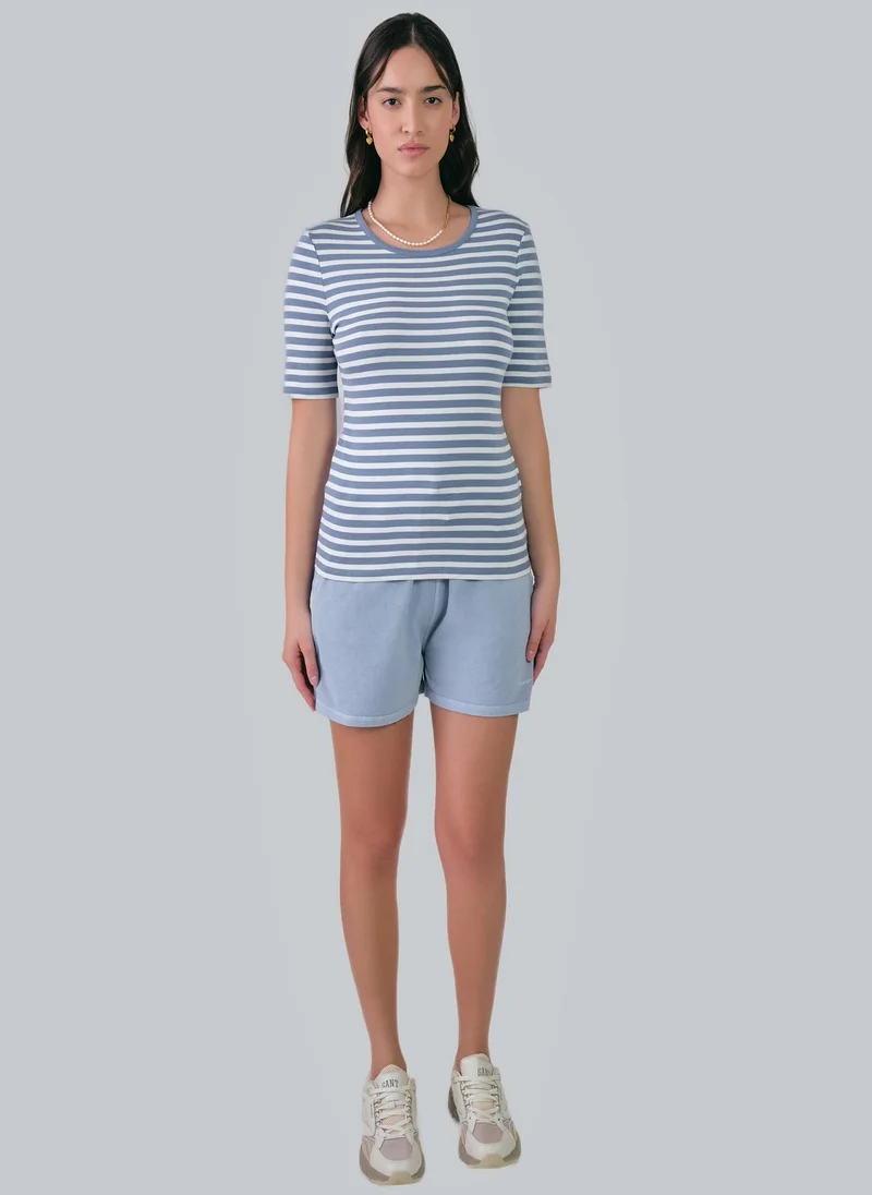 غانت Slim Striped 1X1 Ribbed T-Shirt