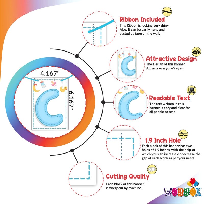 Wobbox Baby Shower Bunting Banner,Godh Bharai Caremony Banner, Baby Shower Decoration For a Memorable Celebration, Baby Shower Decorations Items-(FP1419) - Image 2