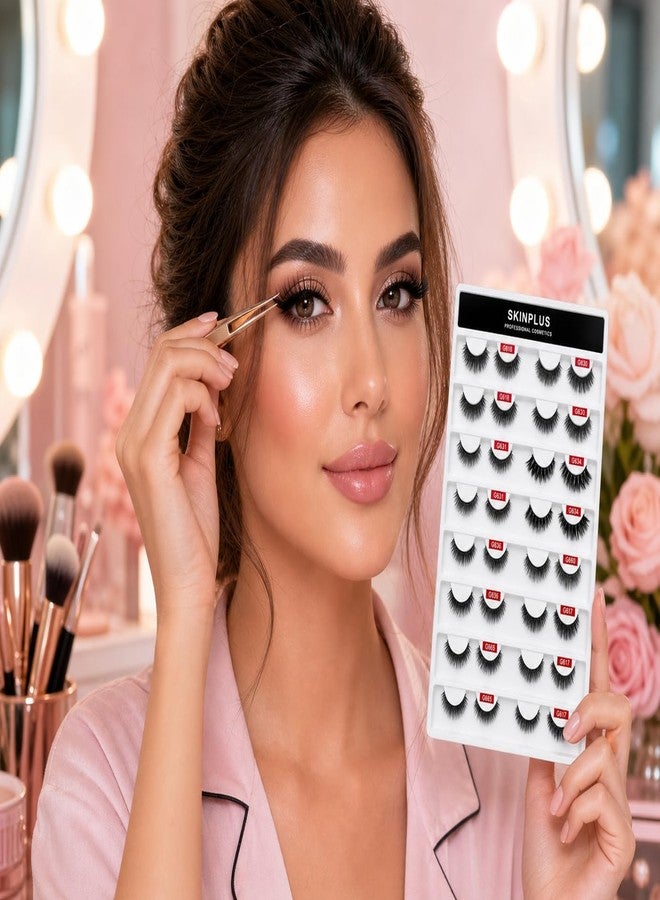 سكين بلس مجموعة رموش المنك الصناعية ثلاثية الأبعاد من سكين بلس بروفيشنال كوزمتكس - 10 أزواج من الرموش الناعمة والكثيفة والقابلة لإعادة الاستخدام بأنماط طبيعية إلى درامية (G618، G630، G631، G634، G636، G660، G665، G617) - Image 3