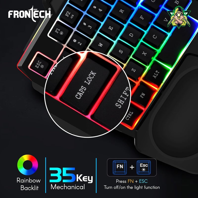 FRONTECH KB-0008P Dragon Fox Rainbow Backlit Gaming Keyboard | 35 Anti-Ghosting & Mechanical Keys | USB Wired Compact Keyboard for PC & Laptop | Windows Compatible | Plug & Play - Image 3
