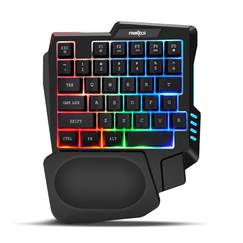 FRONTECH KB-0008P Dragon Fox Rainbow Backlit Gaming Keyboard | 35 Anti-Ghosting & Mechanical Keys | USB Wired Compact Keyboard for PC & Laptop | Windows Compatible | Plug & Play - Image 1