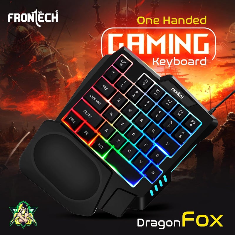 FRONTECH KB-0008P Dragon Fox Rainbow Backlit Gaming Keyboard | 35 Anti-Ghosting & Mechanical Keys | USB Wired Compact Keyboard for PC & Laptop | Windows Compatible | Plug & Play - Image 2