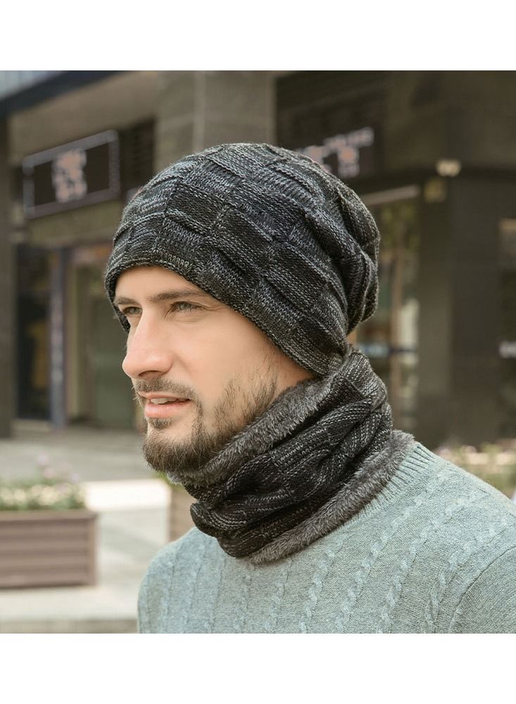 Loquat Winter Padded Set Cap Knitted Hat Scarf 2-Piece Set