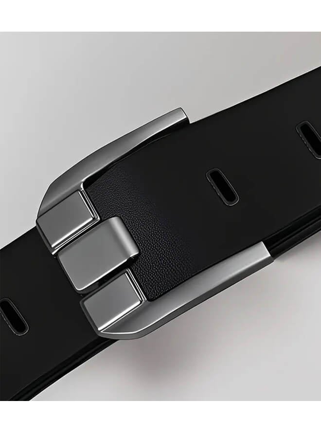 Bliszaar Full Grain Leather Belt for Men 47.2in Casual Handmade Medium Width Black Belt with Durable Alloy Buckle Sweat-Resistant for Business Everyday Wear Jeans - Image 2