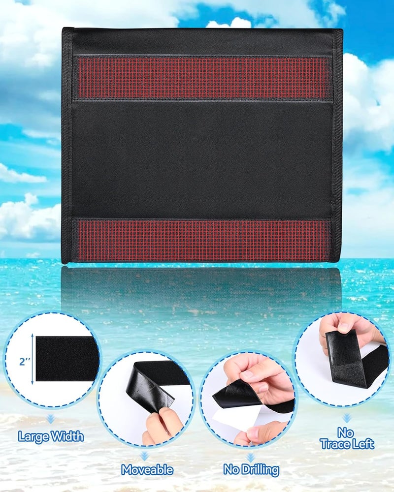 PLOZANO Water-Proof PU Boat Accessories Storage Organizer Bag, Sun-Protective Strong Adhesive Pouch for Cellphone and Key, Reflective Closure Pocket for Boat Center Console Pontoon RV 12" x10.8"x2.2" - Image 4