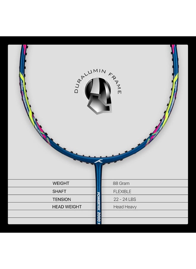 HUNDRED Powertek 2000 Pro Graphite Strung Badminton Racket With Full Racket Cover  - Image 5