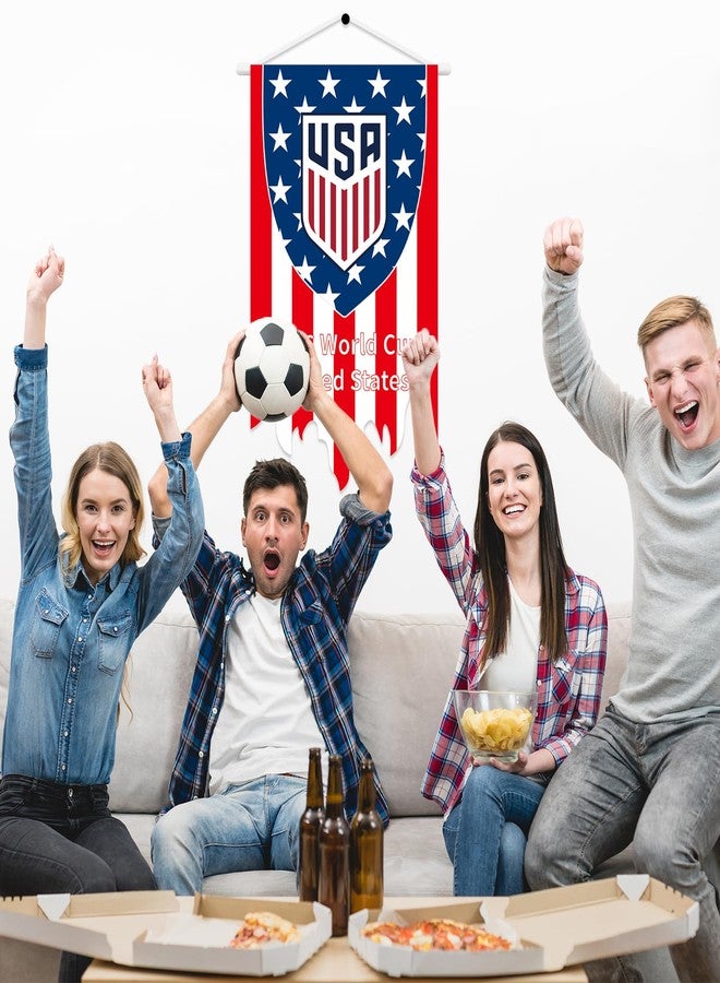زينة كأس العالم 2026، علم كرة قدم معلق على عمود، مقاس 16 × 26 بوصة، مع عمود، مناسب للاستخدام الداخلي والخارجي، مناسب لفعاليات كرة القدم الرياضية، علم كرة قدم، تذكارات رياضية، علم أمريكا المعلق (أحمر). - Image 3