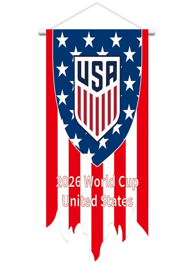 زينة كأس العالم 2026، علم كرة قدم معلق على عمود، مقاس 16 × 26 بوصة، مع عمود، مناسب للاستخدام الداخلي والخارجي، مناسب لفعاليات كرة القدم الرياضية، علم كرة قدم، تذكارات رياضية، علم أمريكا المعلق (أحمر). - Image 1