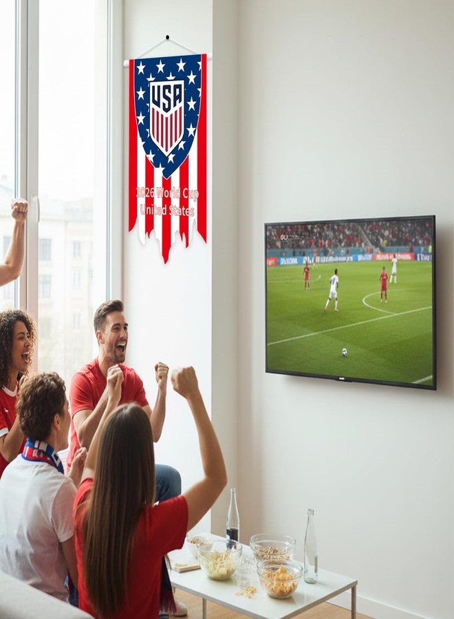 زينة كأس العالم 2026، علم كرة قدم معلق على عمود، مقاس 16 × 26 بوصة، مع عمود، مناسب للاستخدام الداخلي والخارجي، مناسب لفعاليات كرة القدم الرياضية، علم كرة قدم، تذكارات رياضية، علم أمريكا المعلق (أحمر). - Image 5