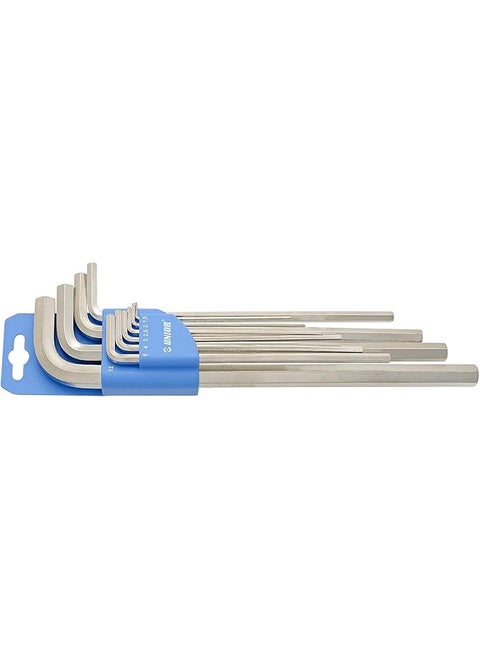 608533 Set Of Hex Wrenches 220 3Lph Long Type On Plastic Clip 9X Hex Wrench 1.5 2 2.5 3 4 5 6 8 10 Mm