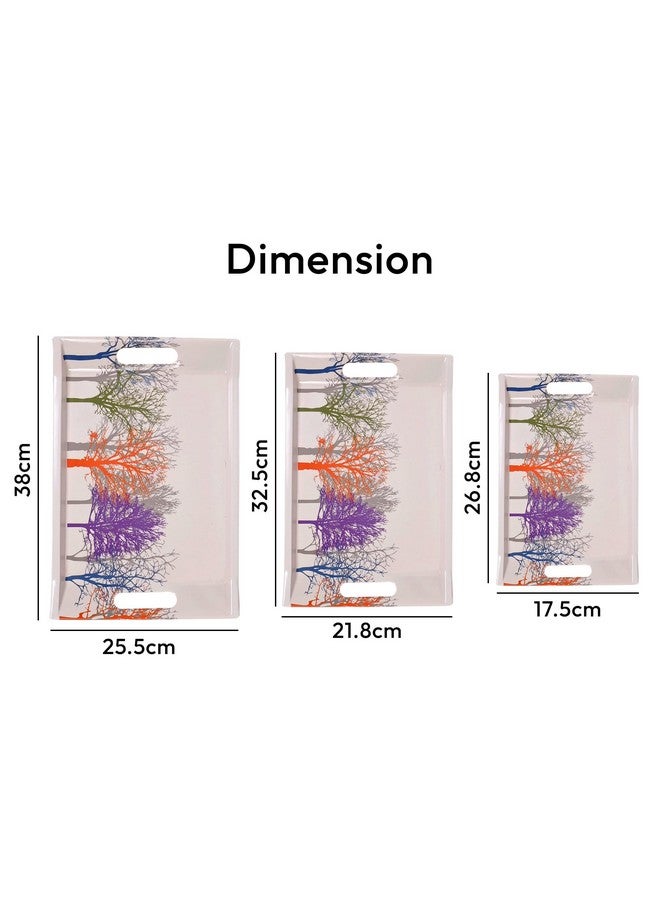 UPC Tray Set for Serving/Serving Tray Set of 3/ Premium Printed Tray for Serving/Multi-Use Nashta Plate (Small, Medium & Large) - Image 5