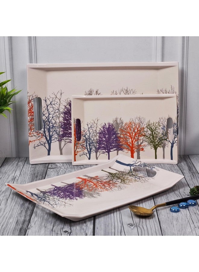 UPC Tray Set for Serving/Serving Tray Set of 3/ Premium Printed Tray for Serving/Multi-Use Nashta Plate (Small, Medium & Large) - Image 1