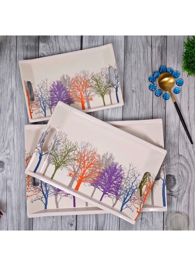 UPC Tray Set for Serving/Serving Tray Set of 3/ Premium Printed Tray for Serving/Multi-Use Nashta Plate (Small, Medium & Large) - Image 2