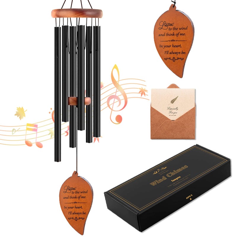 Soopau Memorial Sympathy Wind Chimes, Sympathy Gift Baskets in Memory of a Loved One Mother Father for Memorial/Bereavement/Condolence, 30" Wooden - Image 1