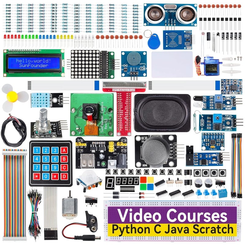 SunFounder Raphael Ultimate Starter Kit for Raspberry Pi 5 4 B 3B B 400 Zero 2 W RoHS Compliant Python C Java Online Tutorials Video Courses for Beginners Raspberry PI NOT Included