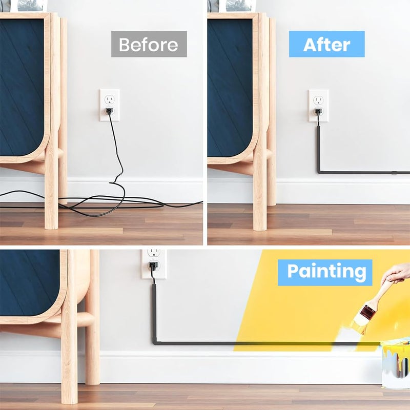 Serplex طقم غطاء كابل ذاتي اللصق 94 بوصة، منظم كابلات، أغطية كابلات للجدران، مخفي كابلات للتلفاز، إدارة كابلات، غطاء كابل منزلق، 6xL15.7 W0.59 H0.4 بوصة - Image 5