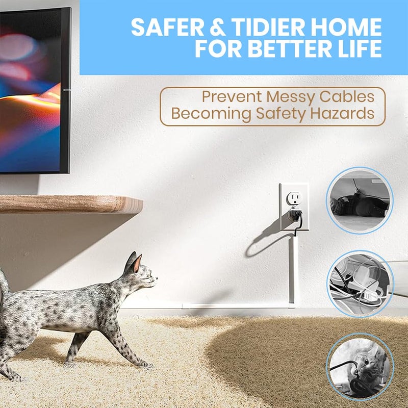 Serplex طقم غطاء كابل ذاتي اللصق 94 بوصة، منظم كابلات، أغطية كابلات للجدران، مخفي كابلات للتلفاز، إدارة كابلات، غطاء كابل منزلق، 6xL15.7 W0.59 H0.4 بوصة - Image 4