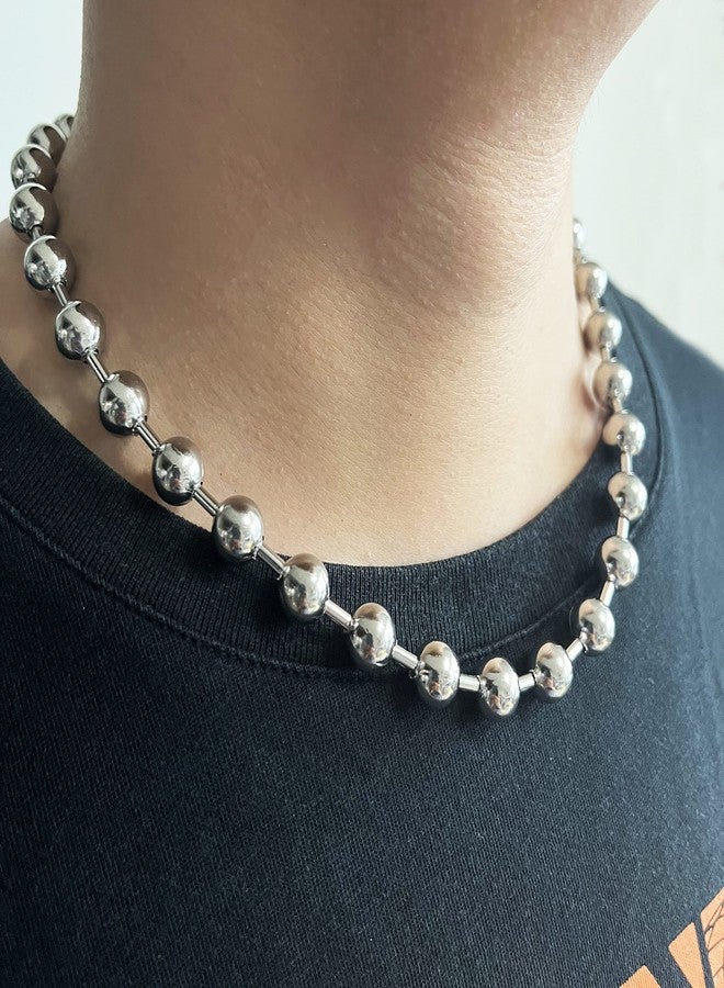 SINLEO Titanium Stainless Steel Bead Ball Chain Military Necklace for Men Women Dog Tag Link Chain Silver 10MM 24 Inches - Image 5
