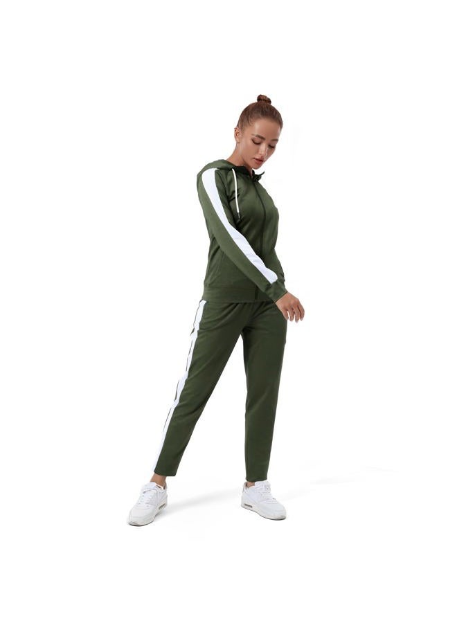 TEZO Womens Full Zip-Up Hoodie Tracksuit Set Long Sleeve Casual Jogging Suits Workout Gym 2 Piece Outfits with Pockets(AGWT M) - Image 2