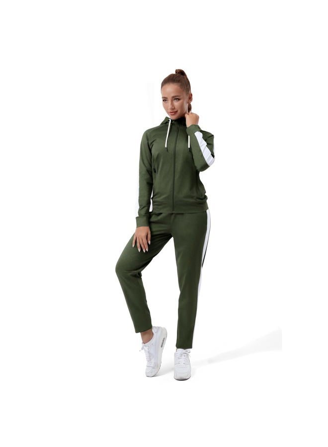 TEZO Womens Full Zip-Up Hoodie Tracksuit Set Long Sleeve Casual Jogging Suits Workout Gym 2 Piece Outfits with Pockets(AGWT M) - Image 1