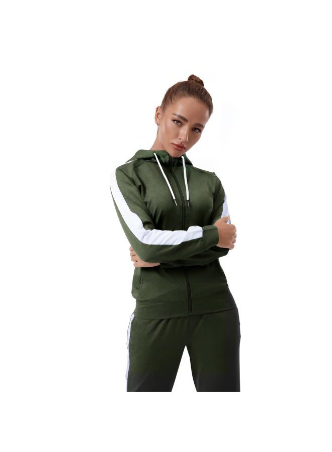 TEZO Womens Full Zip-Up Hoodie Tracksuit Set Long Sleeve Casual Jogging Suits Workout Gym 2 Piece Outfits with Pockets(AGWT M) - Image 4