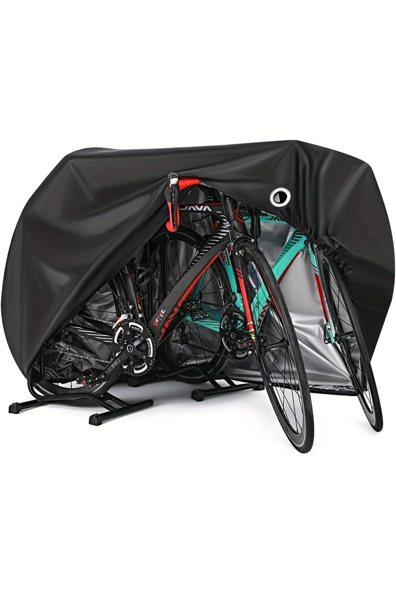 XXL black Bike Cover For 2 Bikes Outdoor Waterproof Bicycle Cover Rain Sun UV Dust Windproof With Lo