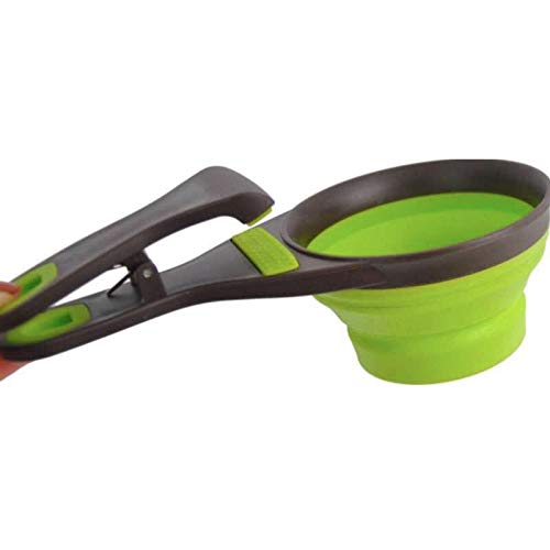 Dougez Collapsible Pet Scoop Silicone Measuring Cups Set Sealing Clip 3in1 MultiFunction Set with 1 or 3 pcs 2Cup 1Cup 12Cup Capacity 12 Cup 118ml Green Color - Image 2