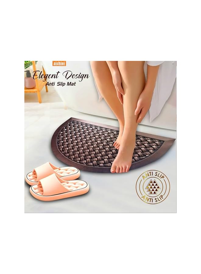 erorex Half Round Door Mat [ 80 x 48 cm ] Elite Heavy Duty, Non Slip Low Pile Outdoor Doormat Quick Trap Dirt Easy to Clean Welcome Mats for Entrance,High Traffic Areas,Indoor,Heavy Duty Golden Brown  - Image 3