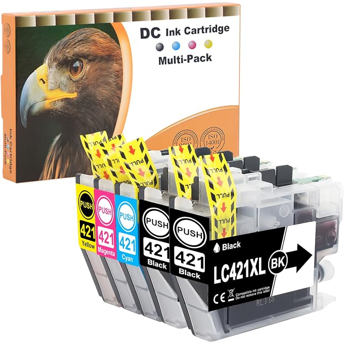 D&C LC421XL Printer Cartridges Compatible with LC421 XL Multipack for DCP-J1050DW Cartridges MFC-J1010DW DCP-J1140DW Cartridges (Black, Cyan, Magenta, Yellow, Pack of 5)