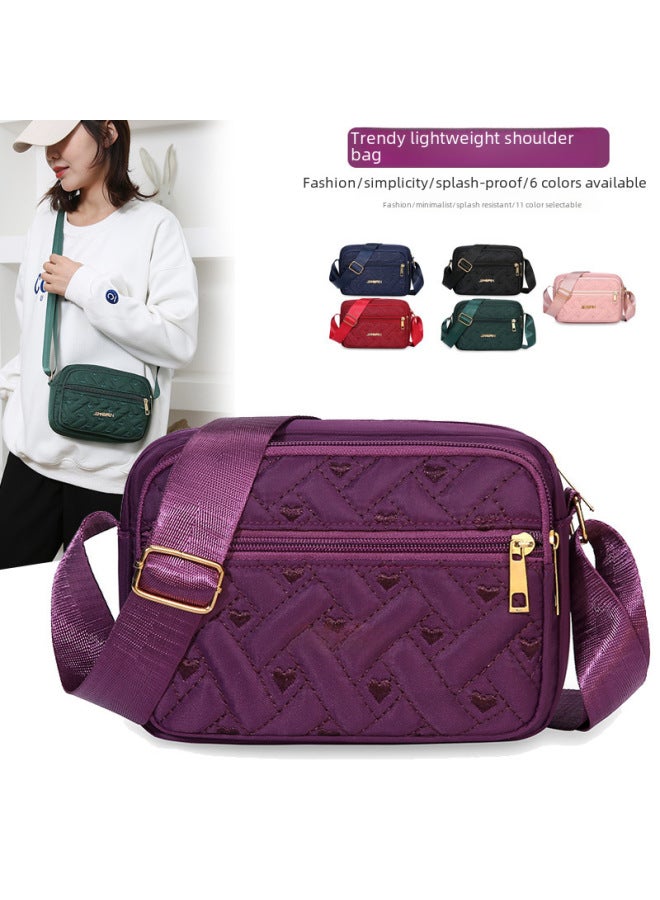 Waterproof Embroidered OxFord Cloth Women's Bag Single Shoulder Casual Mom Crossbody Bag Grandma Leisure Fabric Backpack-Color:Black - Image 2