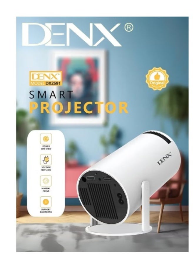 Denx DENX Smart Mini Portable Projector DX2591 – FHD 1080P, Built-in Wi-Fi, Android 11, 380° Rotation, Auto Horizontal Keystone Correction, 50,000h LED Life, 8GB ROM - Image 1